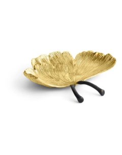Декоративная чаша Листья гинкго 14 см золотистая Michael aram