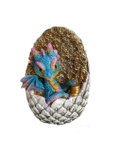 Копилка Дракон в яйце с монетками синий 9х9х10 5см KSMR 716387 Барельеф
