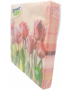 Салфетки бумажные Тюльпаны 33 х 33 см трехслойные 20 шт Bulgaree green