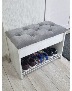 Обувница в прихожую с сиденьем А 1 бетон серый велюр Puffsib