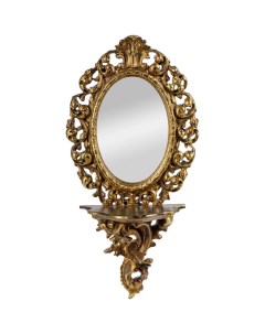 Зеркало интерьерное настенное с полкой бронза 18 х 35 см Гласар