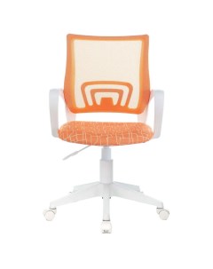 Кресло Fly MG 396W с подлокотниками пластик белый сетка оранжевое с рисунком Brabix
