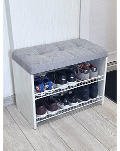 Обувница в прихожую с сиденьем А 3 бетон серый велюр Puffsib