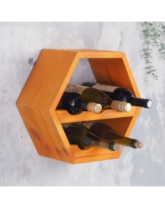 Полка деревянная под 5 бутылок и бокалы 40х30х40 см Добропаровъ