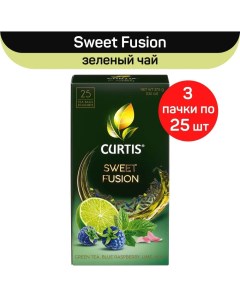 Чай зеленый Sweet Fusion c лаймом синей малиной и мятой 3 шт х 25 пакетиков Curtis