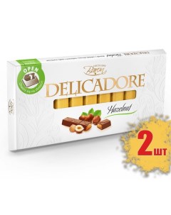 Шоколад молочный с начинкой со вкусом фундука 2 шт по 200 г Delicadore