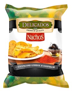 Чипсы кукурузные nachos с оливками и паприкой 75 г Delicados