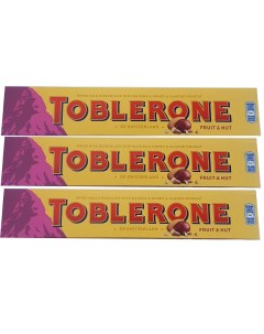 Молочный шоколад Fruit and Nut Швейцария 100 г по 3 шт Toblerone