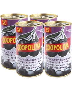 Маслины без косточки калибр 200 220 4 шт по 370 мл Coopoliva