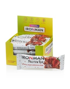 Протеиновый батончик 18 Protein bar без сахара Клубника с ромом 15х50г Ironman