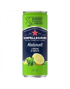 Газированный напиток лимон мята 330 мл x 24 шт Sanpellegrino
