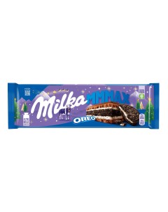 Молочный шоколад с Начинкой со вкусом ванили и печеньем OREO Флоу пак 300гр Milka