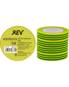 Изолента ПВХ 0 13х15мм Желто Зеленая 5м DIY Rev