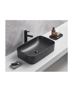 Накладная черная матовая раковина для ванной Bm9599 прямоугольная керамическая Gid