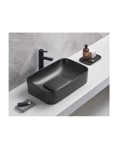 Накладная черная матовая раковина для ванной Bm9598 прямоугольная керамическая Gid