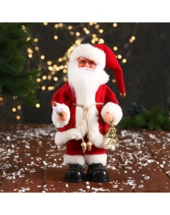 Новогодняя фигурка Дед Мороз с фонариком на посохе 7856742 1 шт Зимнее волшебство