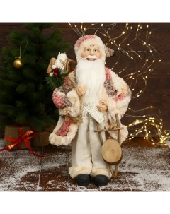 Новогодняя фигурка Дед Мороз в клетчатой шубе 6949623 25x18x45 см Зимнее волшебство