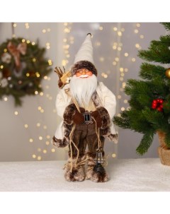 Новогодняя фигурка Дед Мороз в белой шубке 6938371 17x11x40 см Зимнее волшебство