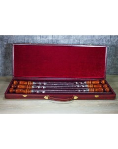 Подарочный набор с профессиональными шампурами бордовый Shampurs