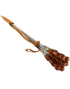 Колчан кожаный 6 шампуров с деревянной ручкой для баранины 10 мм 40 см Shampurs