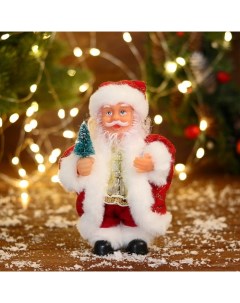 Фигурка новогодняя Зимнее волшебство Дед Мороз В шубке с ёлочкой 9692501 Красный 19 см Nobrand