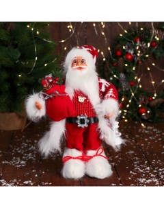 Фигурка новогодняя Зимнее волшебство Дед Мороз С коробками 9692514 Красный 31 см Nobrand