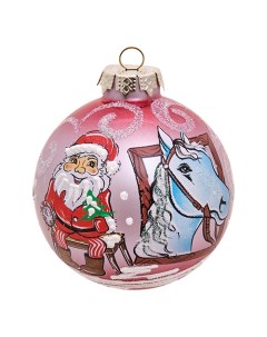 Шар на ель Дед мороз и конь 802689 1 шт красный Elita