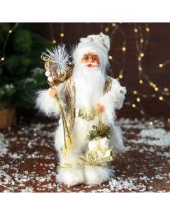Новогодняя фигурка Дед Мороз с подарками и в ремешке 9692513 13x11x31 см Nobrand