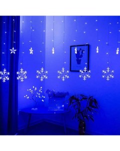 Новогодняя гирлянда светодиодная Снежинки 15048 1 3м синяя Merry christmas