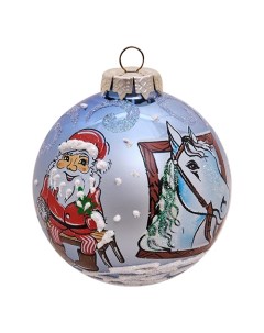 Шар на ель Дед мороз и конь 802688 1 шт голубой Elita