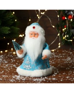 Фигурка новогодняя Зимнее волшебство Дед Мороз В шубке с ёлочкой 9692500 Синий 19 см Nobrand