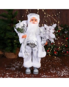 Фигурка новогодняя Зимнее волшебство Дед Мороз с шариками 9692524 Белый 50 см Nobrand