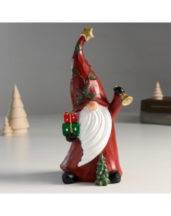Новогодний сувенир Дед Мороз с подарками и колокольчиком 9491536 10 5х9х22 5 см Nobrand