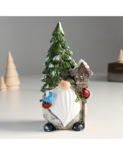 Новогодний сувенир Дед Мороз в колпаке елке со скворечником 9491491 9х8х19 5 см Nobrand