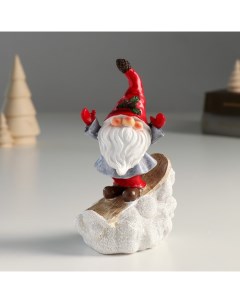 Новогодний сувенир Дед Мороз колпак на глазах на сноуборде 9494168 9х5 5х14 8 см Nobrand