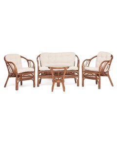 Комплект NEW BOGOTA диван 2 кресла стол со стеклом коричневый кокос Tetchair