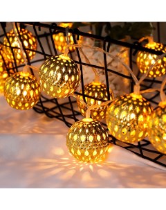 Световая гирлянда новогодняя LED Lights Gold Balls 2 2 м белый теплый Qvatra