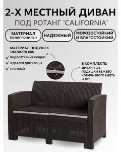 Двухместный диван Калифорния арт 77763 цвет Венге Мир дачника