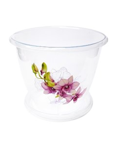 Цветочный горшок для орхидей с поддоном флора М3063 2 л прозрачный 1 шт Альтернатива