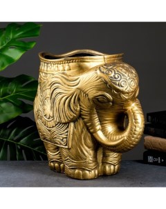 Цветочное кашпо Слон средний 5385279 6 л золотистый 1 шт Хорошие сувениры