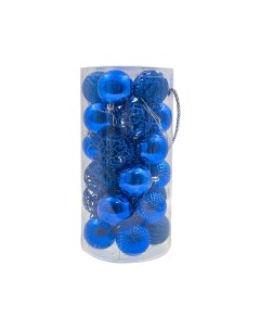 Шары елочные новогодние диаметр 60 мм 30 шт синие Qvatra