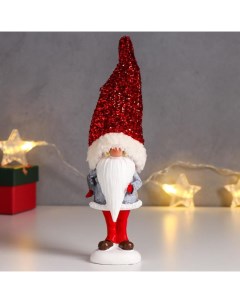 Новогодний сувенир Дедушка Мороз в синей шубе колпак с мишурой 6489947 21х5 8х4 см Nobrand
