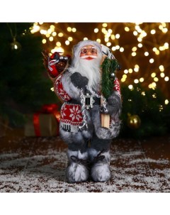 Новогодняя фигурка Дед Мороз в шубке с ремешком с лыжами 6938351 1 шт Зимнее волшебство