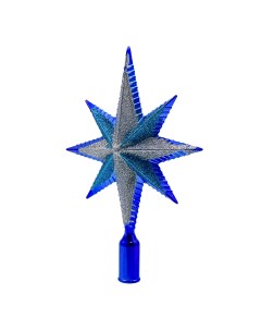 Верхушка наконечник на елку Звезда высота 21 см синяя Qvatra