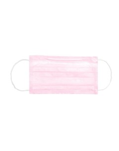 Маска защитная одноразовая 3 слойная розовая на резинке 50шт Клевер-про