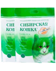 Впитывающий наполнитель Элитный Эко силикагелевый 2 шт по 8 л Сибирская кошка
