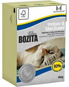 Консервы для кошек Feline Indoor Sterilised с курицей в желе 190г Bozita
