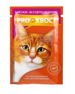 Влажный корм для кошек мясное ассорти 50 шт по 85 г Proхвост