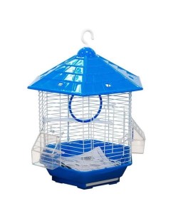 Клетка для птиц 35 х 30 х 43 см фигурная бело синяя 1 комплект Zoo мой мир