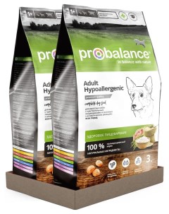 Сухой корм для собак Hypoallergenic чувствительное пищеварение 2шт по 3 кг Probalance